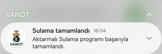 Sulama tamamlandı bildirimi